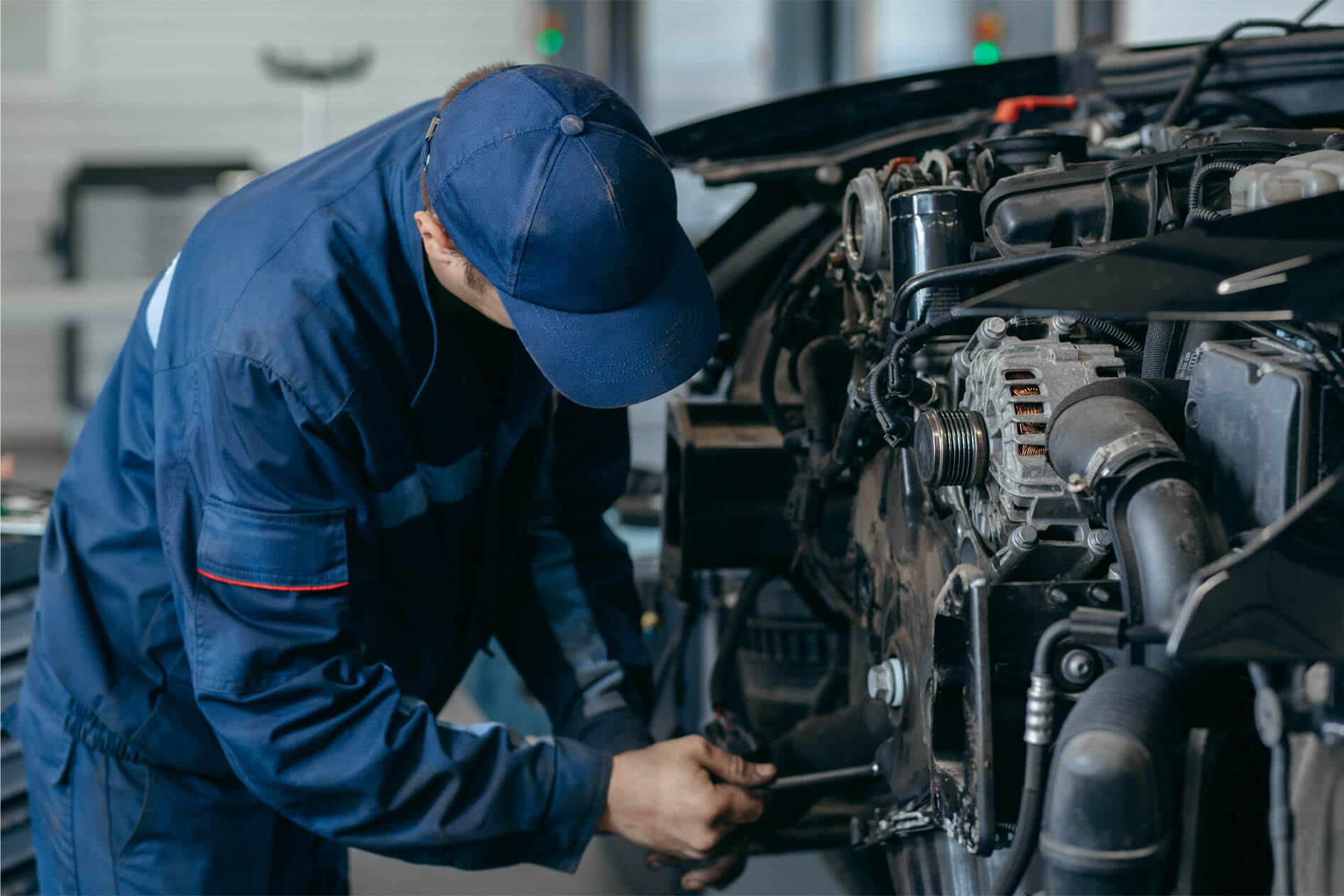Mechanic working on a truck
